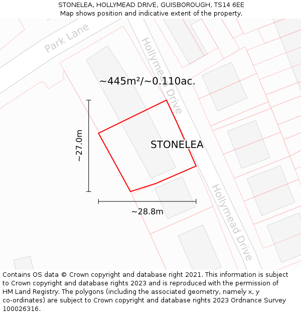STONELEA, HOLLYMEAD DRIVE, GUISBOROUGH, TS14 6EE: Plot and title map