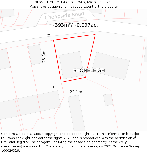 STONELEIGH, CHEAPSIDE ROAD, ASCOT, SL5 7QH: Plot and title map