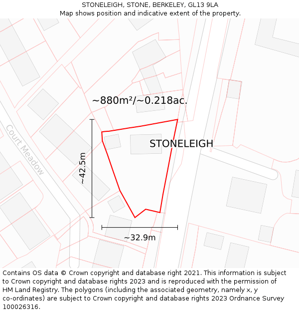 STONELEIGH, STONE, BERKELEY, GL13 9LA: Plot and title map