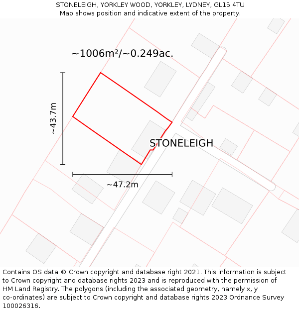 STONELEIGH, YORKLEY WOOD, YORKLEY, LYDNEY, GL15 4TU: Plot and title map
