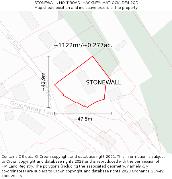 STONEWALL, HOLT ROAD, HACKNEY, MATLOCK, DE4 2QD: Plot and title map