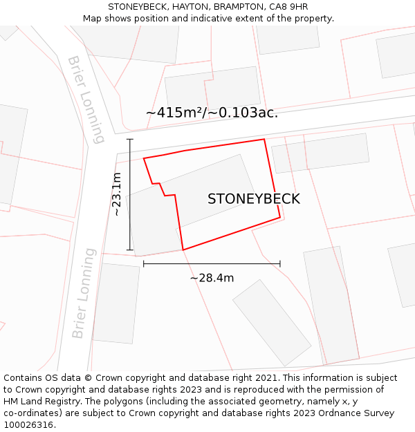 STONEYBECK, HAYTON, BRAMPTON, CA8 9HR: Plot and title map