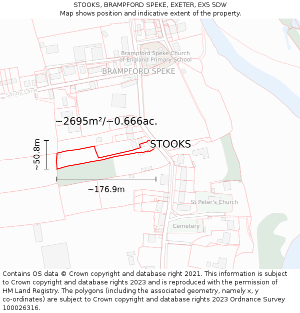 STOOKS, BRAMPFORD SPEKE, EXETER, EX5 5DW: Plot and title map