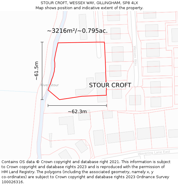 STOUR CROFT, WESSEX WAY, GILLINGHAM, SP8 4LX: Plot and title map