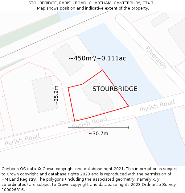 STOURBRIDGE, PARISH ROAD, CHARTHAM, CANTERBURY, CT4 7JU: Plot and title map