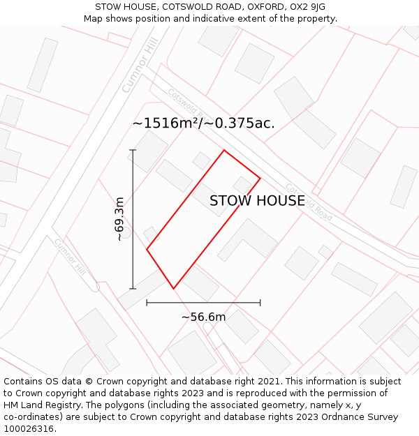 STOW HOUSE, COTSWOLD ROAD, OXFORD, OX2 9JG: Plot and title map