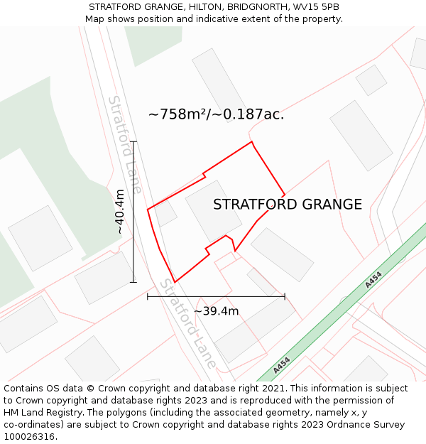 STRATFORD GRANGE, HILTON, BRIDGNORTH, WV15 5PB: Plot and title map