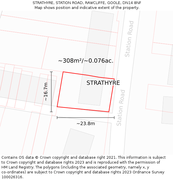 STRATHYRE, STATION ROAD, RAWCLIFFE, GOOLE, DN14 8NF: Plot and title map