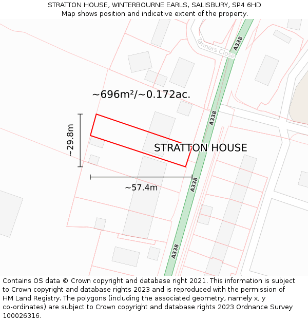 STRATTON HOUSE, WINTERBOURNE EARLS, SALISBURY, SP4 6HD: Plot and title map