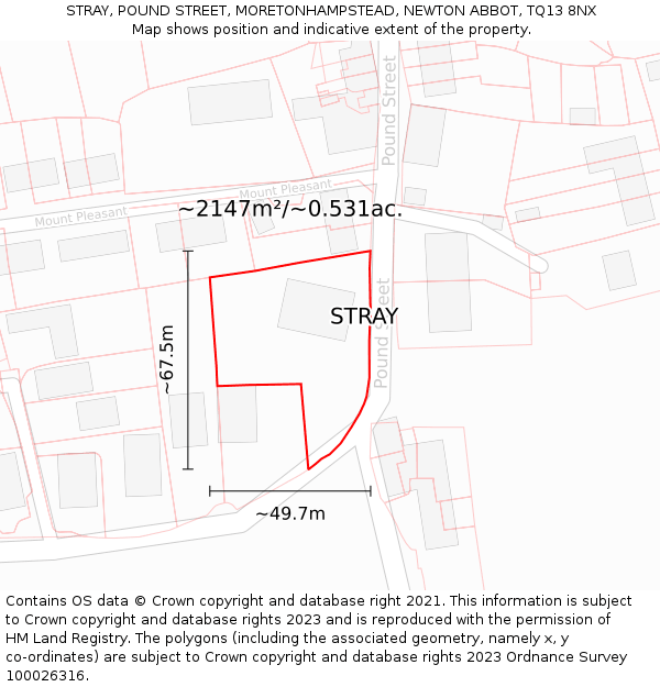 STRAY, POUND STREET, MORETONHAMPSTEAD, NEWTON ABBOT, TQ13 8NX: Plot and title map