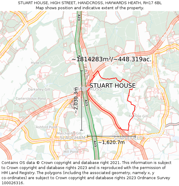 STUART HOUSE, HIGH STREET, HANDCROSS, HAYWARDS HEATH, RH17 6BL: Plot and title map