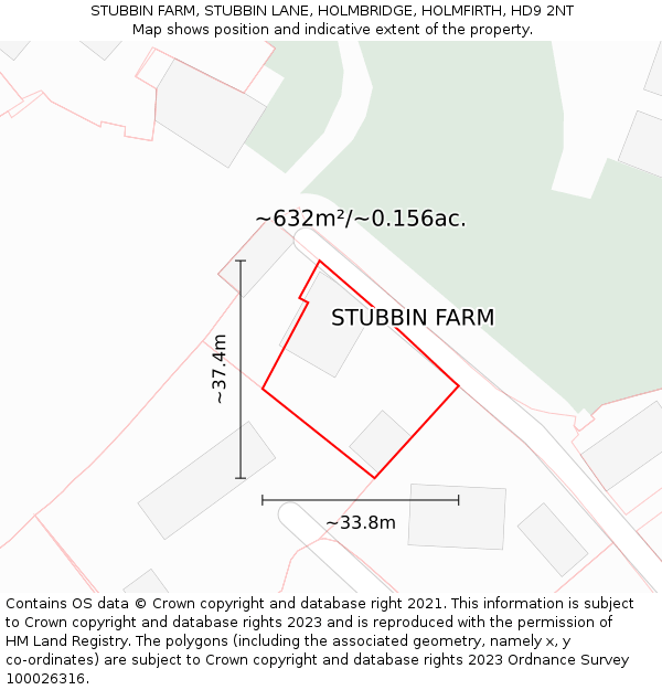 STUBBIN FARM, STUBBIN LANE, HOLMBRIDGE, HOLMFIRTH, HD9 2NT: Plot and title map