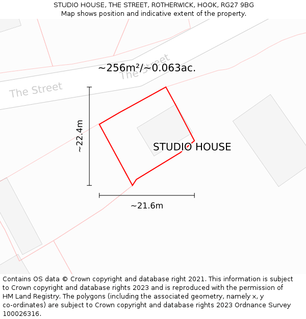 STUDIO HOUSE, THE STREET, ROTHERWICK, HOOK, RG27 9BG: Plot and title map