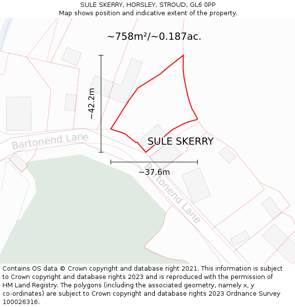 SULE SKERRY, HORSLEY, STROUD, GL6 0PP: Plot and title map