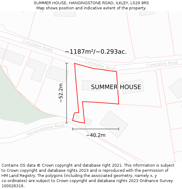 SUMMER HOUSE, HANGINGSTONE ROAD, ILKLEY, LS29 8RS: Plot and title map