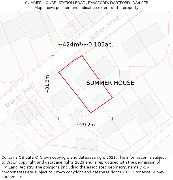 SUMMER HOUSE, STATION ROAD, EYNSFORD, DARTFORD, DA4 0ER: Plot and title map