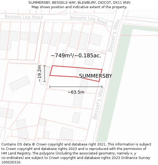 SUMMERSBY, BESSELS WAY, BLEWBURY, DIDCOT, OX11 9NN: Plot and title map