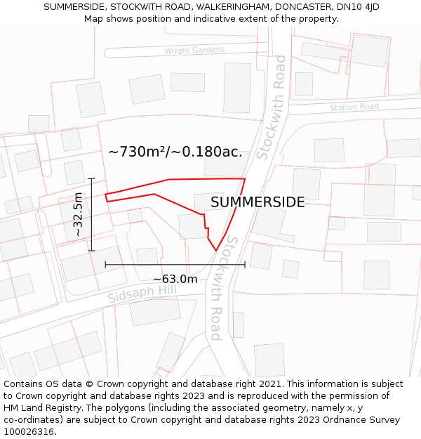SUMMERSIDE, STOCKWITH ROAD, WALKERINGHAM, DONCASTER, DN10 4JD: Plot and title map