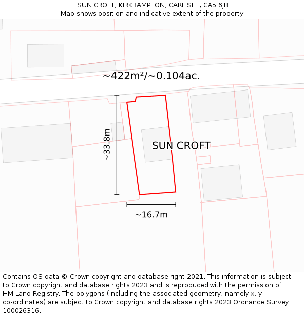 SUN CROFT, KIRKBAMPTON, CARLISLE, CA5 6JB: Plot and title map