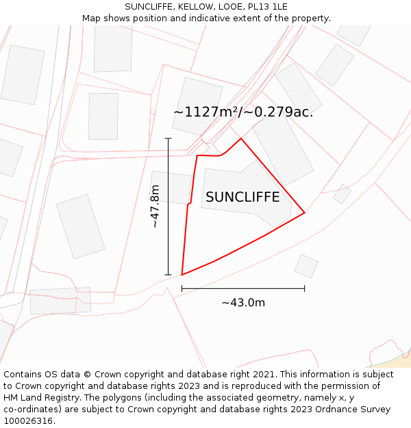 SUNCLIFFE, KELLOW, LOOE, PL13 1LE: Plot and title map