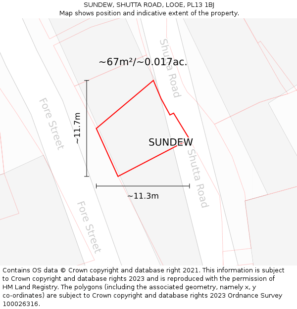 SUNDEW, SHUTTA ROAD, LOOE, PL13 1BJ: Plot and title map