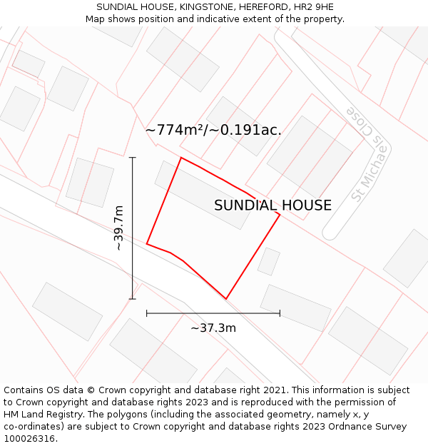 SUNDIAL HOUSE, KINGSTONE, HEREFORD, HR2 9HE: Plot and title map
