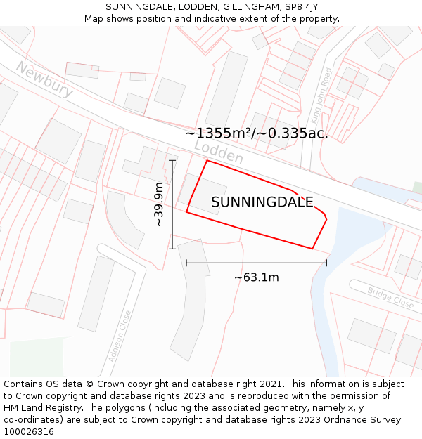 SUNNINGDALE, LODDEN, GILLINGHAM, SP8 4JY: Plot and title map
