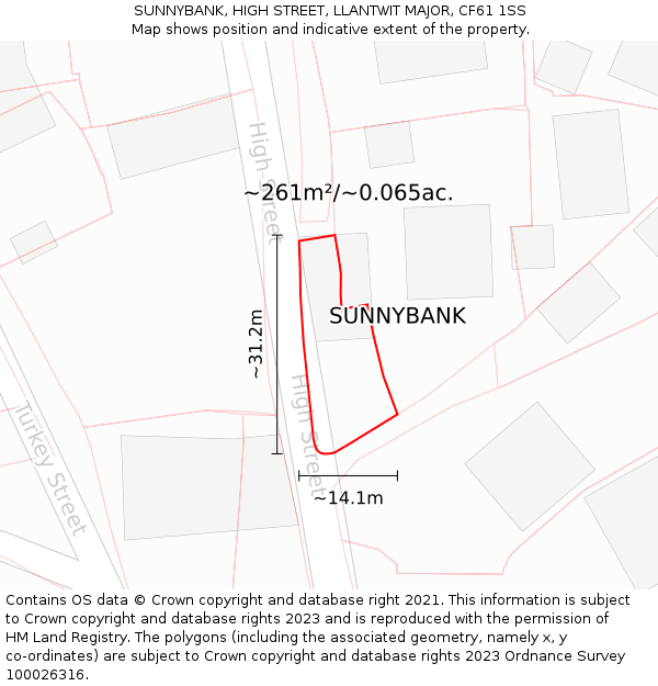 SUNNYBANK, HIGH STREET, LLANTWIT MAJOR, CF61 1SS: Plot and title map