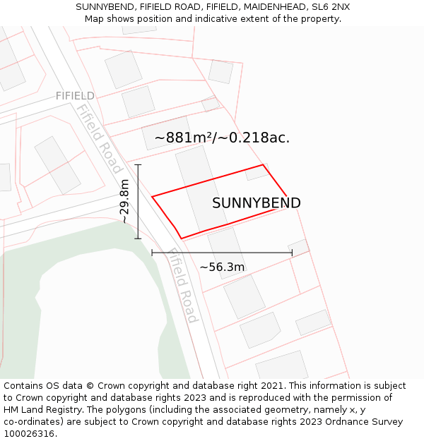 SUNNYBEND, FIFIELD ROAD, FIFIELD, MAIDENHEAD, SL6 2NX: Plot and title map
