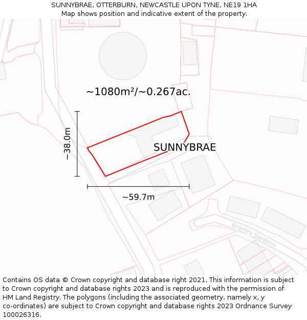 SUNNYBRAE, OTTERBURN, NEWCASTLE UPON TYNE, NE19 1HA: Plot and title map