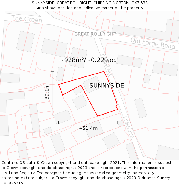 SUNNYSIDE, GREAT ROLLRIGHT, CHIPPING NORTON, OX7 5RR: Plot and title map