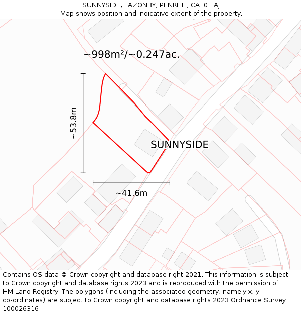 SUNNYSIDE, LAZONBY, PENRITH, CA10 1AJ: Plot and title map