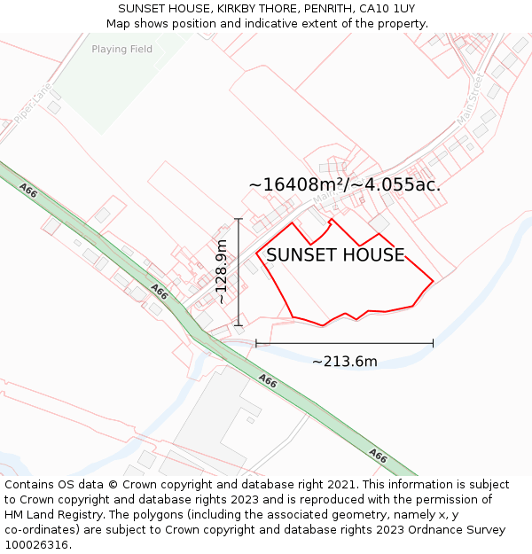 SUNSET HOUSE, KIRKBY THORE, PENRITH, CA10 1UY: Plot and title map