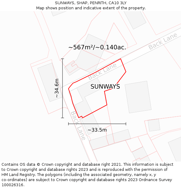 SUNWAYS, SHAP, PENRITH, CA10 3LY: Plot and title map