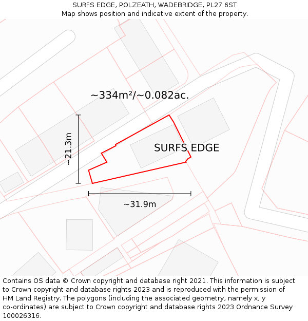SURFS EDGE, POLZEATH, WADEBRIDGE, PL27 6ST: Plot and title map