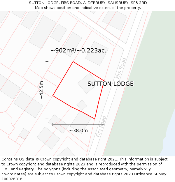SUTTON LODGE, FIRS ROAD, ALDERBURY, SALISBURY, SP5 3BD: Plot and title map
