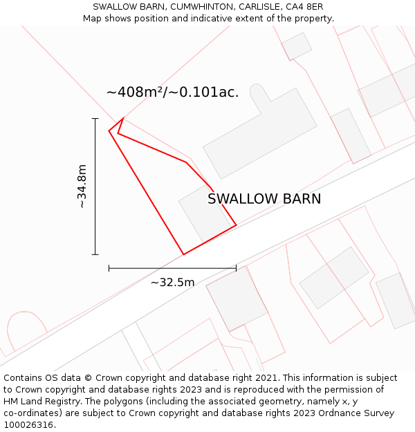 SWALLOW BARN, CUMWHINTON, CARLISLE, CA4 8ER: Plot and title map