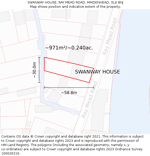 SWANWAY HOUSE, RAY MEAD ROAD, MAIDENHEAD, SL6 8NJ: Plot and title map