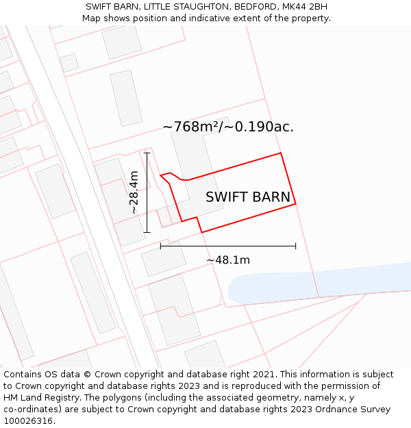 SWIFT BARN, LITTLE STAUGHTON, BEDFORD, MK44 2BH: Plot and title map