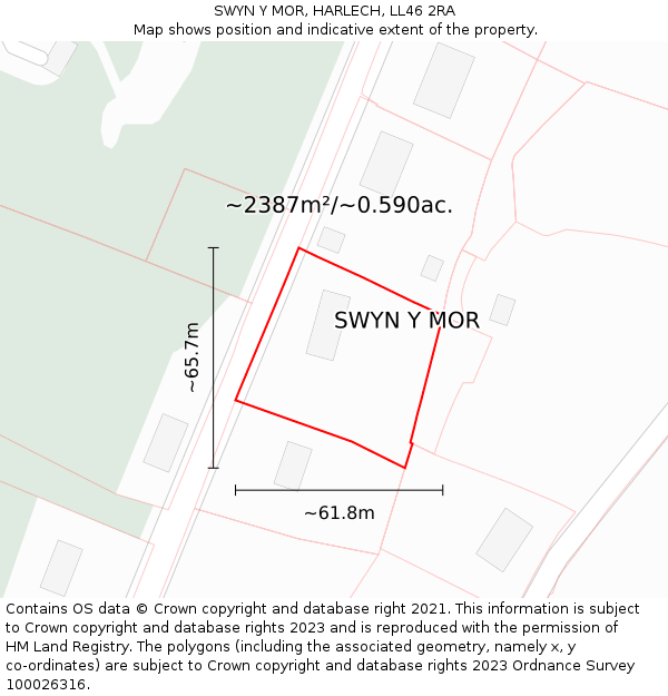 SWYN Y MOR, HARLECH, LL46 2RA: Plot and title map