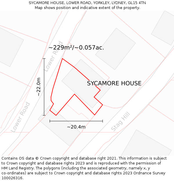 SYCAMORE HOUSE, LOWER ROAD, YORKLEY, LYDNEY, GL15 4TN: Plot and title map