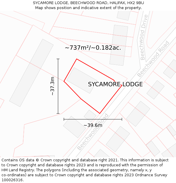 SYCAMORE LODGE, BEECHWOOD ROAD, HALIFAX, HX2 9BU: Plot and title map
