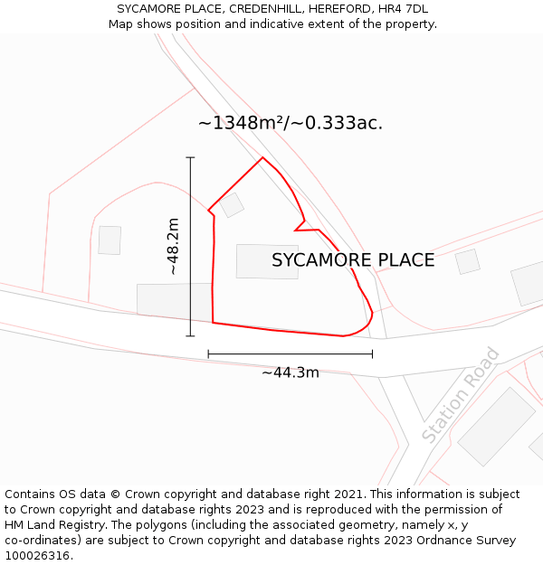 SYCAMORE PLACE, CREDENHILL, HEREFORD, HR4 7DL: Plot and title map