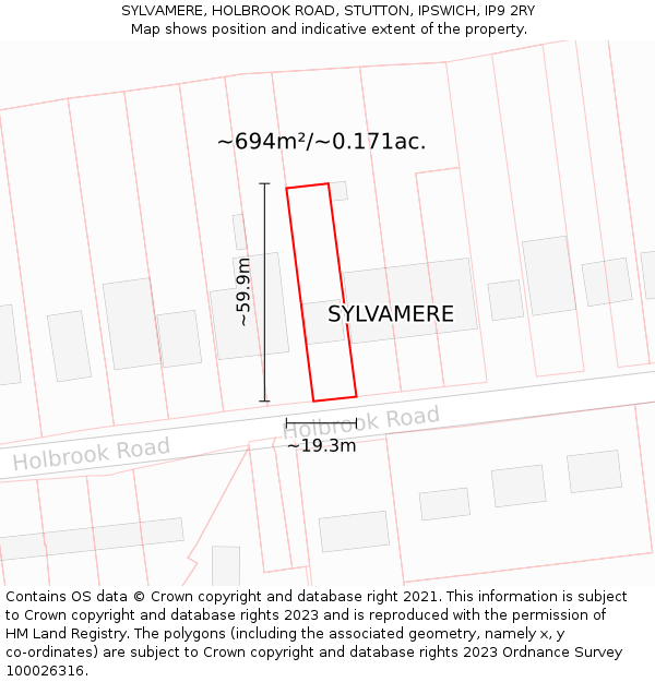 SYLVAMERE, HOLBROOK ROAD, STUTTON, IPSWICH, IP9 2RY: Plot and title map