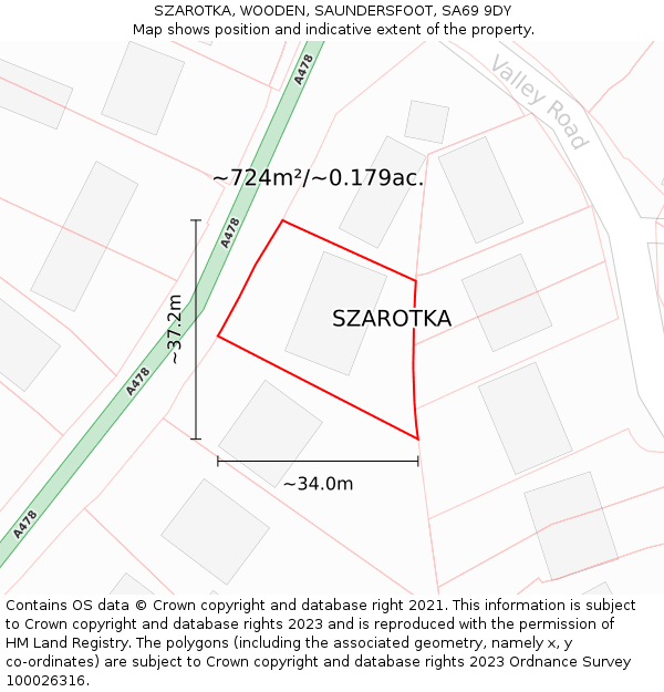 SZAROTKA, WOODEN, SAUNDERSFOOT, SA69 9DY: Plot and title map