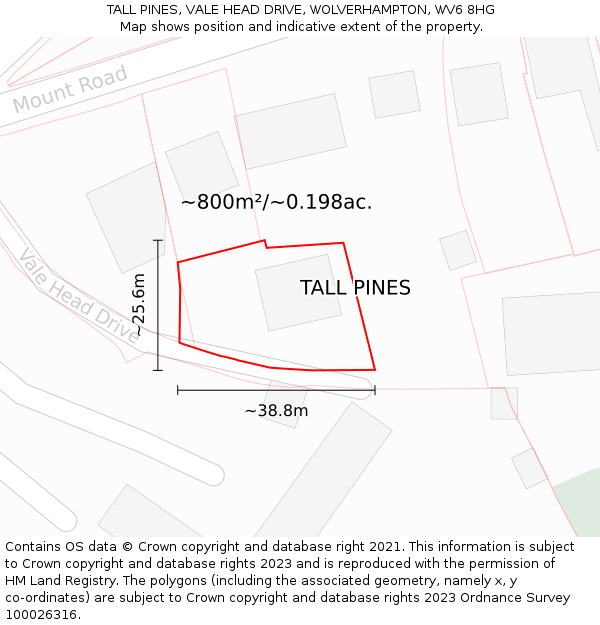 TALL PINES, VALE HEAD DRIVE, WOLVERHAMPTON, WV6 8HG: Plot and title map