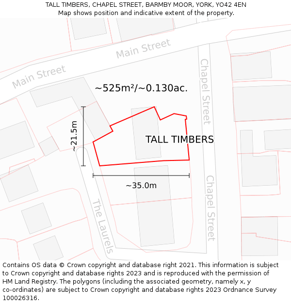TALL TIMBERS, CHAPEL STREET, BARMBY MOOR, YORK, YO42 4EN: Plot and title map