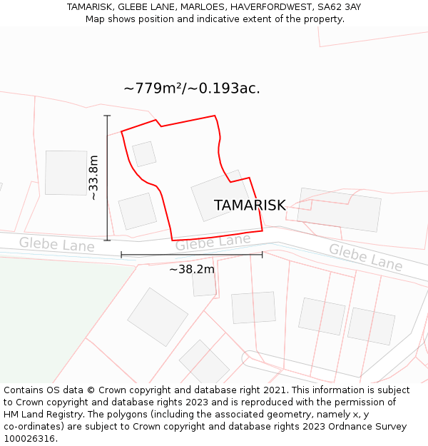 TAMARISK, GLEBE LANE, MARLOES, HAVERFORDWEST, SA62 3AY: Plot and title map