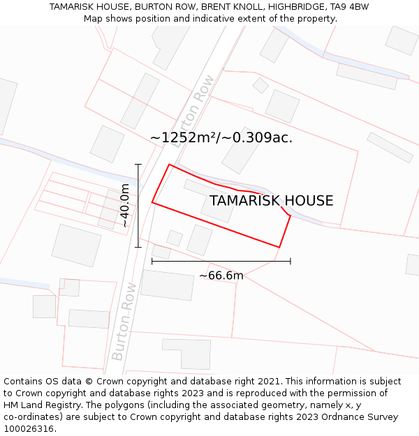 TAMARISK HOUSE, BURTON ROW, BRENT KNOLL, HIGHBRIDGE, TA9 4BW: Plot and title map