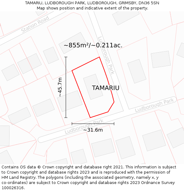 TAMARIU, LUDBOROUGH PARK, LUDBOROUGH, GRIMSBY, DN36 5SN: Plot and title map